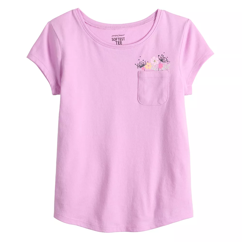 Girls 4-12 Jumping Beans® Shirttail-Hem Pocket Tee - Image 3