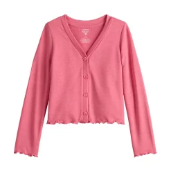 Girls 4-12 Jumping Beans® Lettuce Edge Cardigan