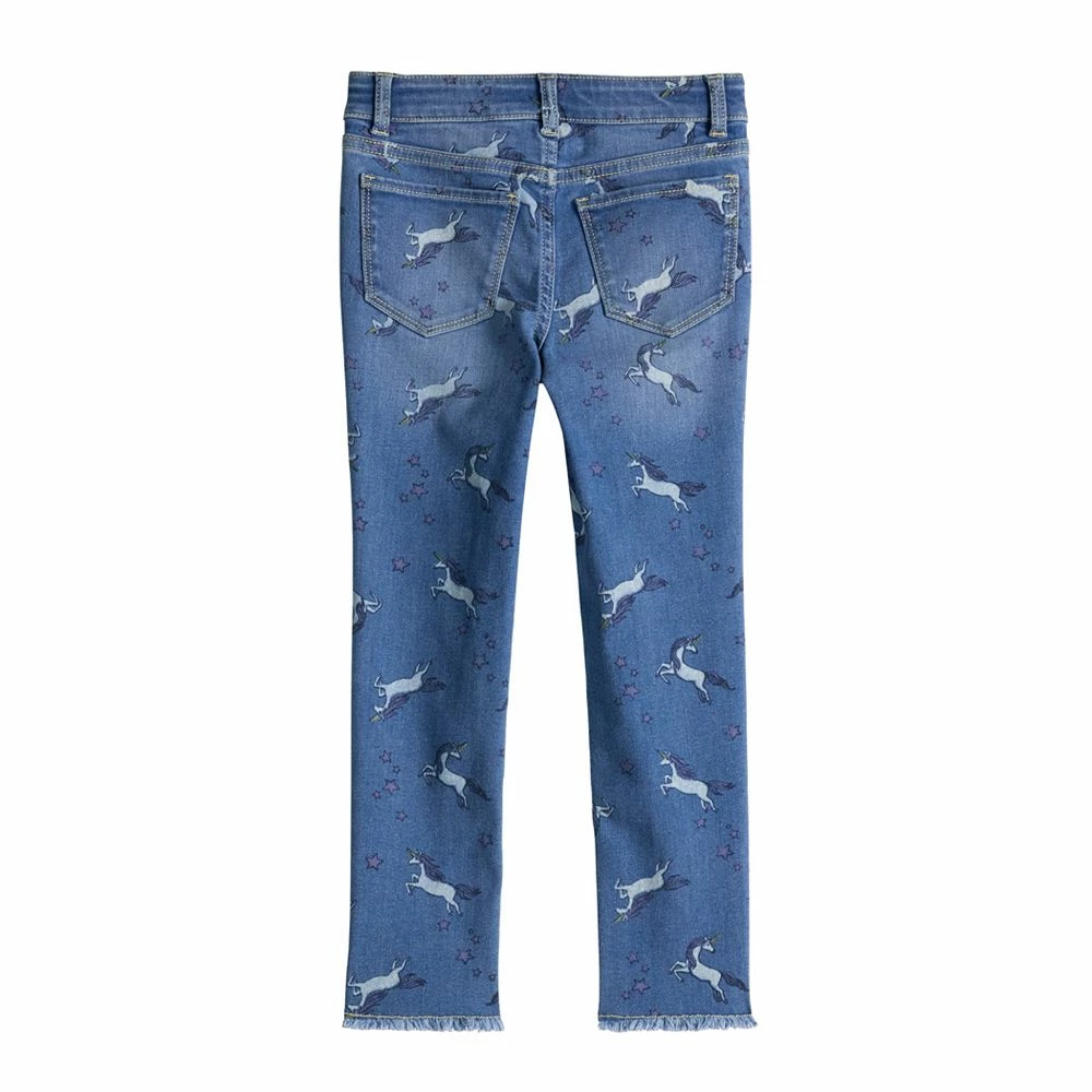 Girls 4-12 Jumping Beans® Button Fly Unicorn Print Jeggings with Raw Edge Hem - Image 2