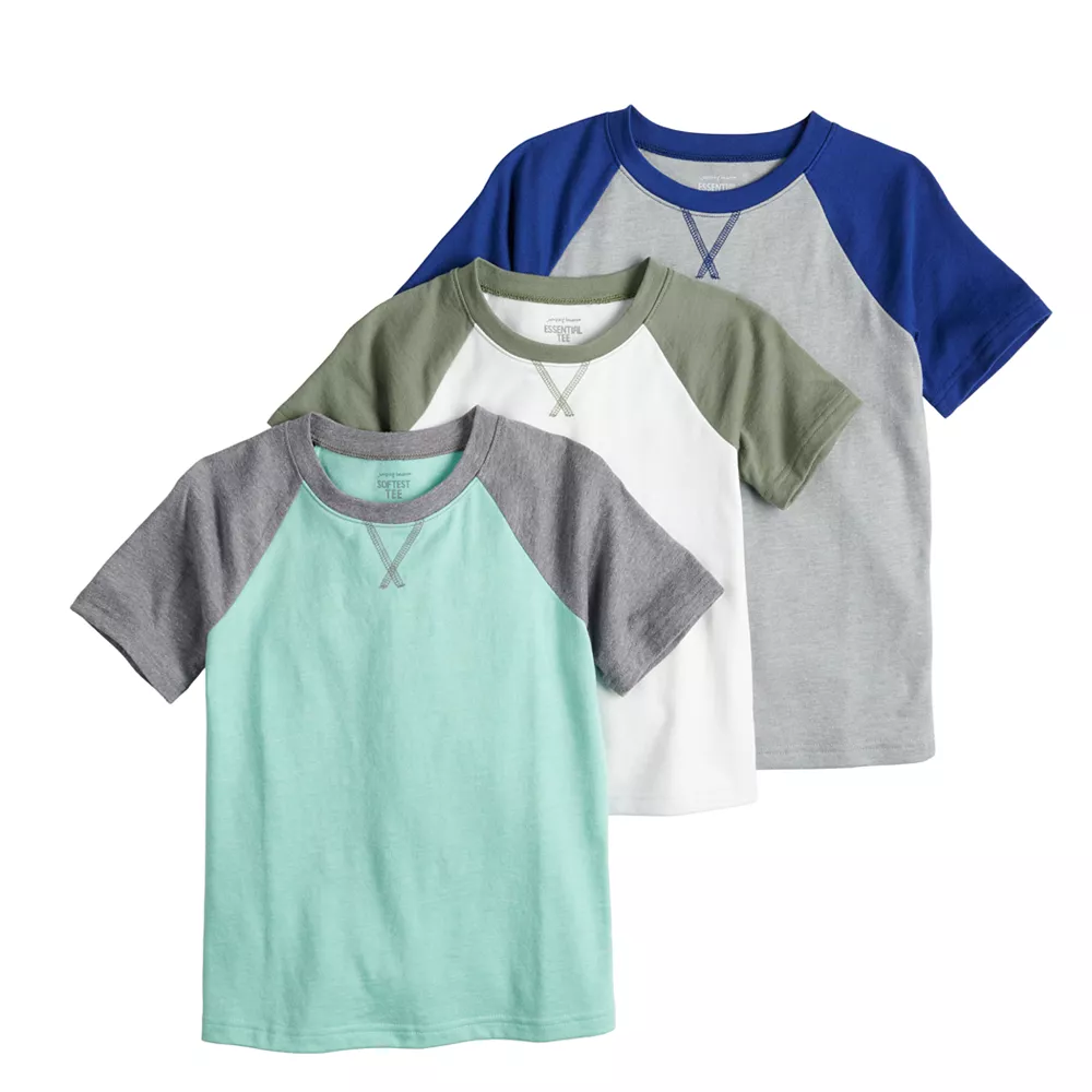 Toddler Boy Jumping BeansĀ® 3-Pack Adaptive Abdominal Access Double Layer Raglan Tees