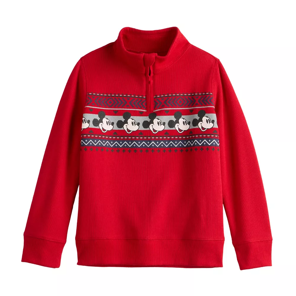 Disney's Mickey Mouse Boys 4-8 Ribbed Quarter Zip Sweater by Jumping Beans®