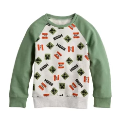Boys 4-12 Jumping Beans® Minecraft Raglan Sleeve Allover Creeper Print Sweatshirt